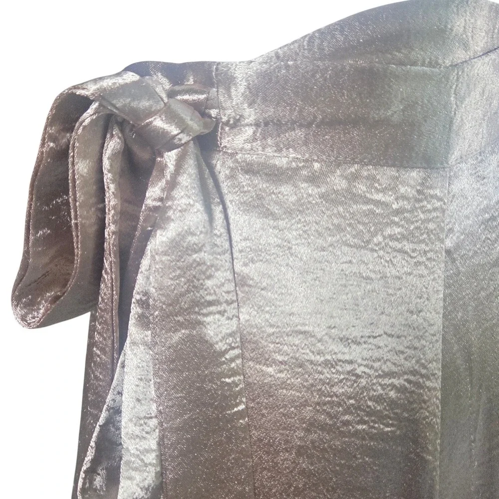 Banjul Liquid Gold Metallic Maxi Wrap Skirt M Renaissance Faire Regencycore - Picture 14 of 14